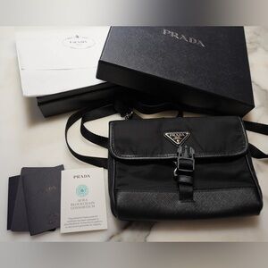 Prada Cellphone Case Crossbody Bag essuto with Saffiano Mini